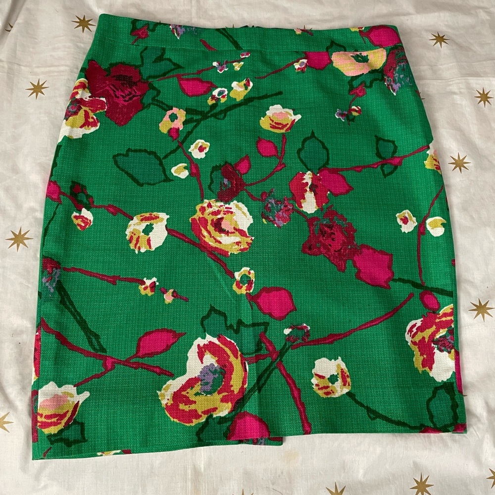 J. Crew Pencil Skirt Basket Weave Floral  Size 12